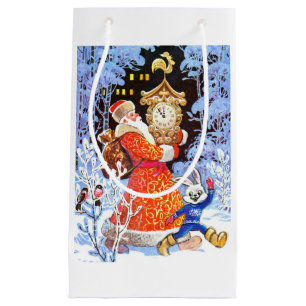 Santa with clock small gift bag
