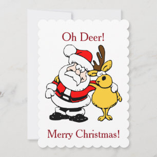 Santa With Deer Flat Card