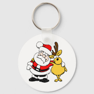 Santa With Deer Keychain