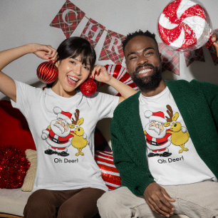 Santa With Deer Unisex T-Shirt