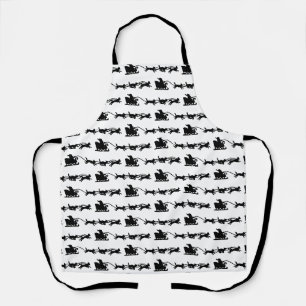 Santa with Dog Sleigh in the Arctic Lino Print Apron