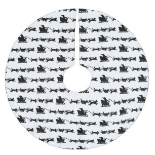 Santa with Dog Sleigh in the Arctic Lino Print Brushed Polyester Tree Skirt