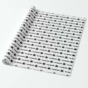 Santa with Dog Sleigh in the Arctic Lino Print Wrapping Paper