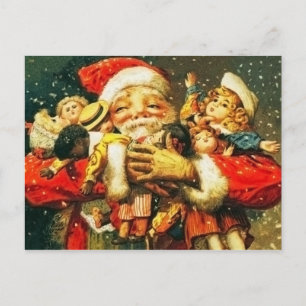 Santa with Dolls Holiday Postcard