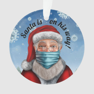 Santa with Face Mask 2 Ornament