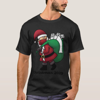Santa With Face Mask And Toilet Paper Funny Christ T-Shirt