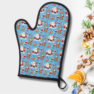 Santa With Forest Animals Oven Mitt