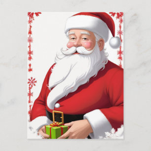 🎄 Santa With Gift Box Joy ❄️ Festive Christmas Postcard