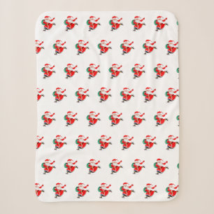 Santa with Gift Sherpa Blanket Christmas