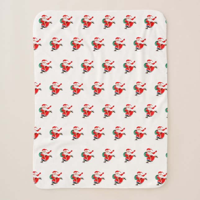 Santa with Gift Sherpa Blanket Christmas (Front)