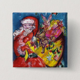 SANTA WITH GIFTS 2 INCH SQUARE BUTTON