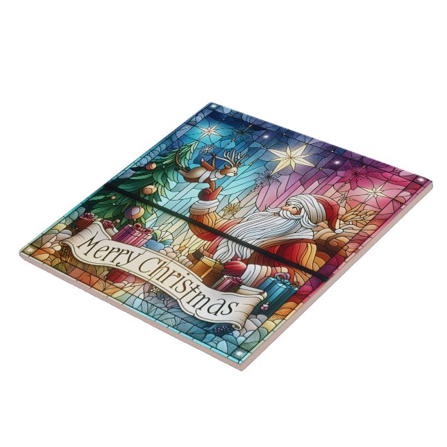 Santa with gifts and a reindeer tile (Side)