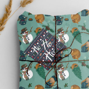 Santa with gifts and christmas stocking favour tags