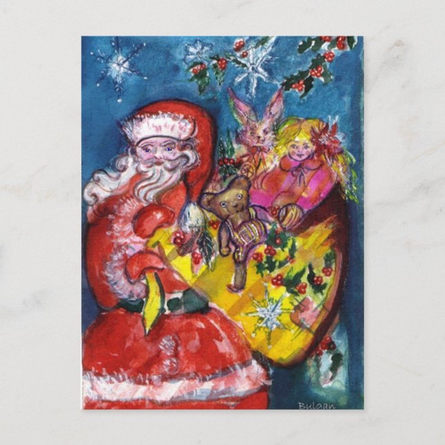 SANTA WITH GIFTS HOLIDAY POSTCARD (Front)