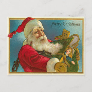 Santa with gifts holiday postcard