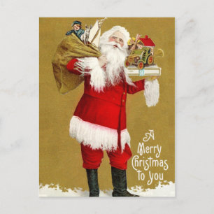 Santa with Gifts Holiday Postcard