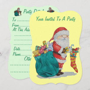 santa with gifts in sack for christmas invitation
