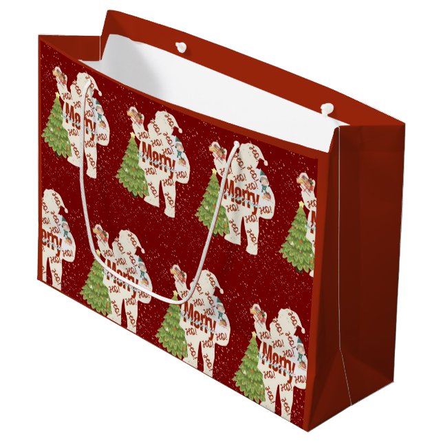 Santa With Gifts Large Gift Bag (Front Angled)