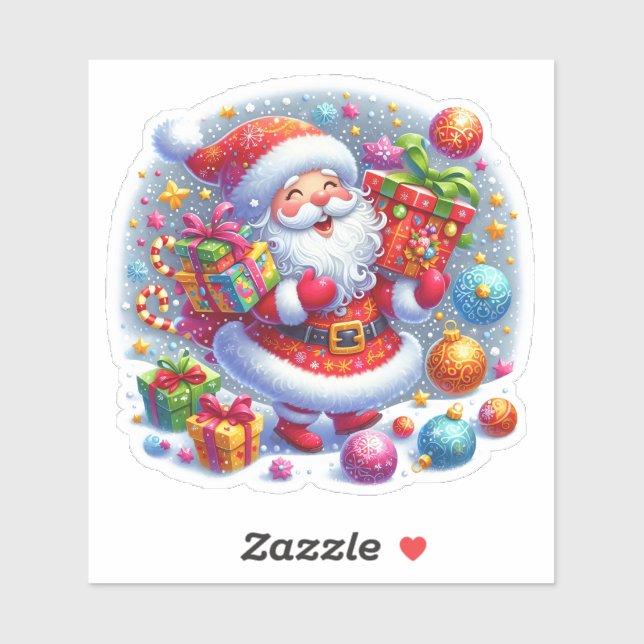 Santa With Gifts Under Snowflakes (Sheet)