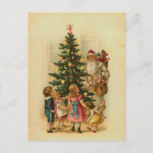 Santa with gifts -vintage christmas greeting card