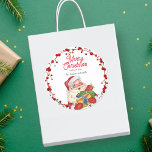 Santa with gifts watercolor personalised  classic round sticker<br><div class="desc">Watercolor traditional Santa Claus with gifts personalised Christmas gift tags.</div>