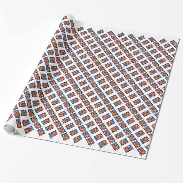 SANTA WITH GIFTS WRAPPING PAPER (Unrolled)