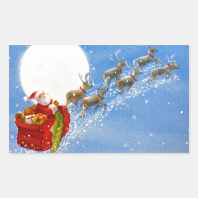 Santa with his flying Reindeer Sticker (Front)