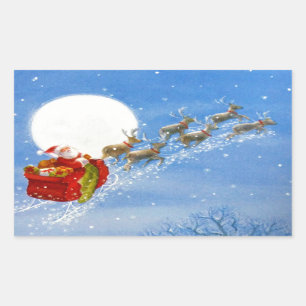 Santa with his flying Reindeer Sticker