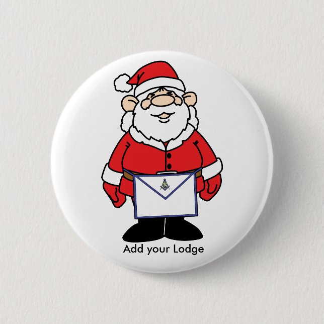 Santa with his Masonic Apron 2 Inch Round Button (Front)