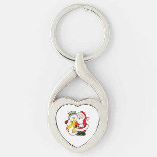 SANTA WITH ICE MAN AT CHRISTMAS. HO! HO! HO! KEYCHAIN