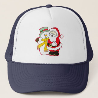 SANTA WITH ICE MAN AT CHRISTMAS. HO! HO! HO! TRUCKER HAT