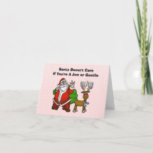 Santa with Jewish Rudolph  Chrismukkah Card