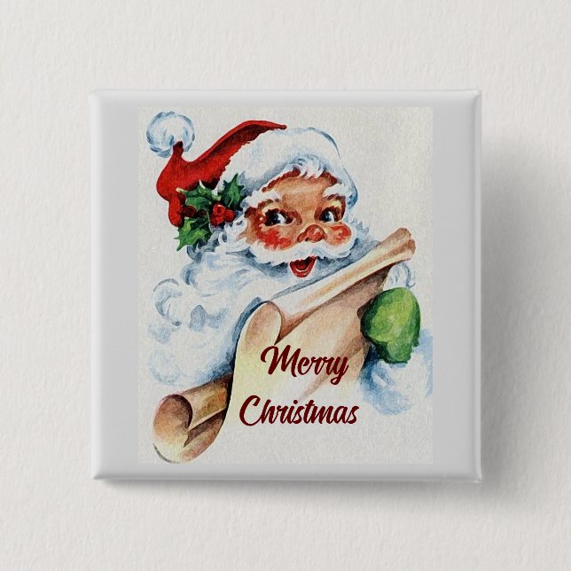 Santa With List Button (Front)
