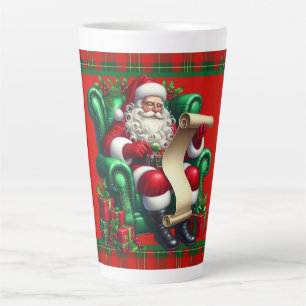 Santa With List   Latte Mug