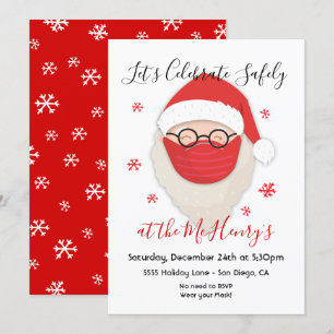 Santa with mask Social Distancing Christmas Party Invitation
