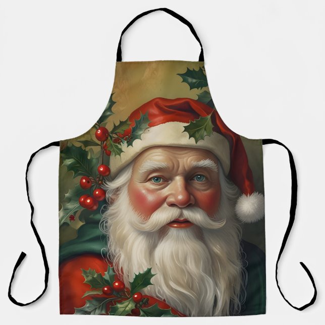 Santa With Mistletoe Apron (Front)