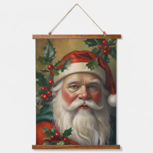 Santa With Mistletoe Hanging Tapestry