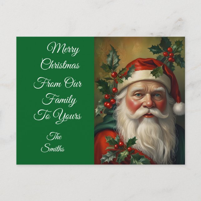 Santa With Mistletoe Holiday Postcard (Front)
