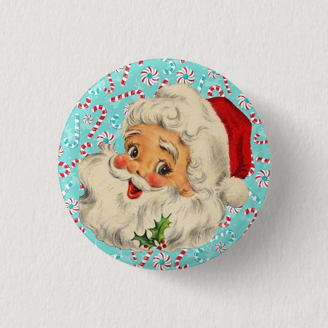 Santa with Peppermints 1 Inch Round Button (Front)