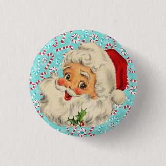 Santa with Peppermints 1 Inch Round Button
