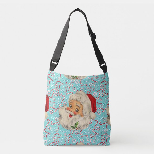 Santa with Peppermints Crossbody Bag (Front)