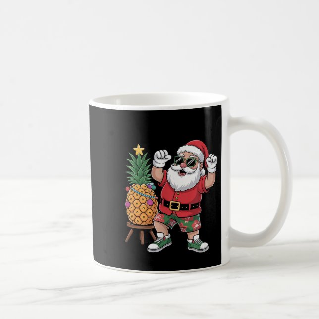 Santa With Pineapple Christmas Tree In Summer Time Coffee Mug (Right)
