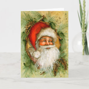 Santa with Pinecones Holiday Card