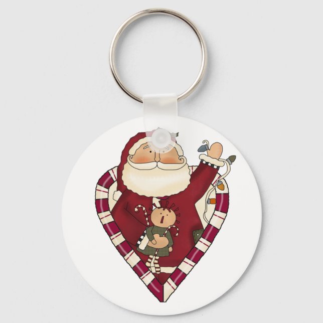 Santa With Ragdoll Tshirts and Gifts Keychain (Front)