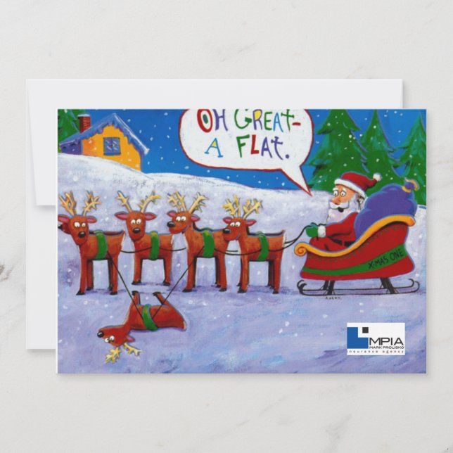 Santa with Reindeer Card (Front)
