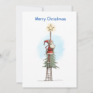 Santa with Star Holiday Card