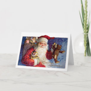 Santa with Teddy and Krampus in a Box Holiday Card
