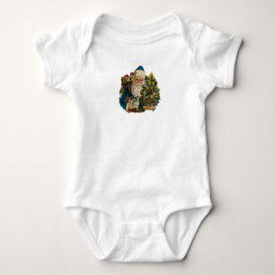Santa With Toys and Christmas Tree Baby Tee
