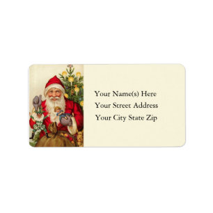 Santa With Toys Vintage Address Label