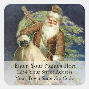 Santa With Toys Vintage Christmas Address Label